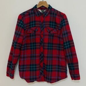 Eddie Bauer Women's Sherpa Lined Flannel Shirt Jacket Red Plaid Size S